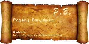 Pogány Benjámin névjegykártya